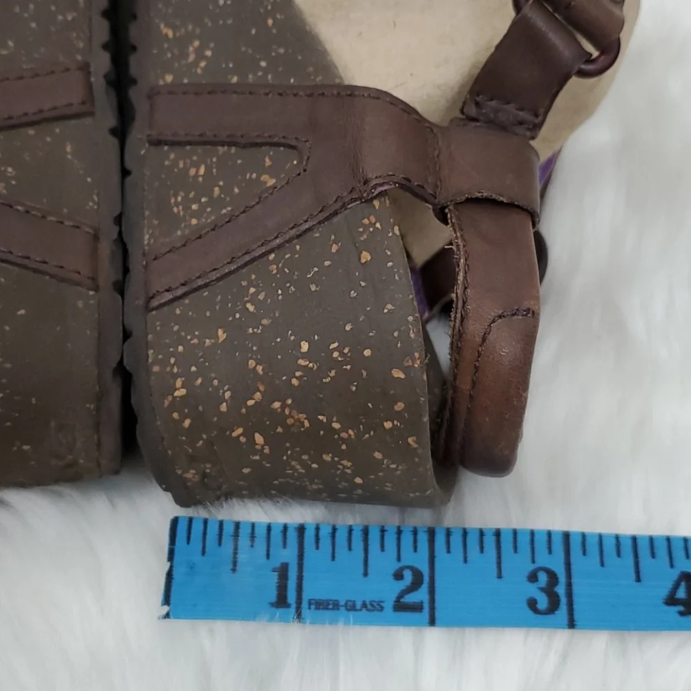 Teva Platform Sandals Brown Leather Velcro Womens Size 9